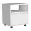 DEPOT E-SHOP Wasilla Nightstand with Open Shelf, 1 Drawer and Casters, White - as Pic