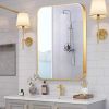 32 x 24 Inch Gold Bathroom Mirror for Wall Vanity Mirror with Non-Rusting Aluminum Alloy Metal Frame Rounded Corner for Modern Farmhouse Home Decor -