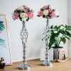 Gold/Silver Wedding Candle Holders Decor Table Centerpiece Pillar Flower Vase Rack Stand Road Lead Floral Bouquet Party Supplies - Silver Large - Chin