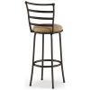 3 Pack Adjustable 24" or 29" Bronze Ladder Back Swivel Barstool, Espresso Vegan Leather Seat - Tan