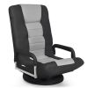 360-Degree Swivel Gaming Floor Chair with Foldable Adjustable Backrest - Gray