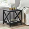 Farmhouse Square Side Table End Table with Storage Drawer Bedroom Nightstand - Black