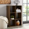 6-Cube Storage Organizer 3-Tier Bookcase Display Shelf for Home Office - Canyon Walnut