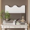 Wall Mirror 30x35 Inch Black Rectangular Mirror with 2 Wavy Sides Metal Framed Mirror Vanity Mirror Dressing Mirror, for Bathroom, Living Room, Bedroo