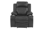 Power Motion Recliner Chair 1pc Chair Contemporary Charcoal Color Gel Leatherette Storage Arms w Cup Holder Living Room Furniture - as Pic