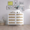 White Color 8 Drawers Chest of Drawers with Rattan Drawer Face Golden Legs and Handles - as Pic