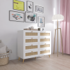 White Color 8 Drawers Chest of Drawers with Rattan Drawer Face Golden Legs and Handles - as Pic