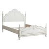 Victorian Style Antique White Full Bed 1pc Traditional Bedroom Furniture Floral Motif Carving Classic Look Posts - as Pic