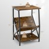 Elegant Modern Style 3-Tier V-shaped Bookshelf Side Table - Rustic brown - Nightstand