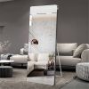 Aluminum Floor Mirror Full Length Mirrors Leaning Rounded Corner Rimless Standing Large Mirror Bedroom,Shop,Office,Hotel 5MM Silver Mirror - as Pic