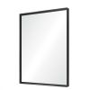 40x30inch Glossy Black Bathroom Mirrors For Wall Rectangle Vanity Mirror Corner Hangs Farmhouse Mirror Modern Metal Framed Rectangular Mirror, Decorat