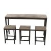 Modern Design Kitchen Dining Table, Pub Table, Long Dining Table Set with 3 Stools, Easy Assembly - Brown Gray