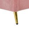 Queen Size Corduroy Platform Bed with Metal Legs - Pink