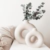 1pc; White Ceramic Vase White Vases For Decor; Modern Home Decor Vase; Boho Vases For Decor; Circle Vase; Round Vase; Donut Vase; Decorative Vase - Cr