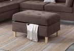 3-PCS Reversible Sectional Set Living Room Furniture Chocolate Color Chenille Couch Sofa, Reversible Chaise Ottoman - as Pic