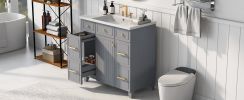 36" Bathroom Vanity Cabinet with Sink Top Combo Set, Grey, Single Sink, Shaker Cabinet with Soft Closing Door and Drawer - as Pic