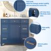 36" Bathroom Vanity Cabinet with Sink Top Combo Set, Navy Blue, Single Sink, Shaker Cabinet with Soft Closing Door and Drawer - as Pic