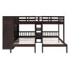 Full-Over-Twin-Twin Bunk Bed with Shelves, Wardrobe and Mirror, Espresso - as Pic