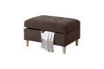 3-PCS Reversible Sectional Set Living Room Furniture Chocolate Color Chenille Couch Sofa, Reversible Chaise Ottoman - as Pic