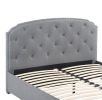 Light Grey Burlap Fabric 1pc Full Size Bed w Drawer Button Tufted Headboard Storage Bedframe Bedroom Furniture - as Pic