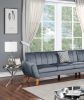 Contemporary 2-Pcs Sectional Set Living Room Furniture Dark Gray Velvet Couch Left Facing Sofa, Right Facing Loveseat Wedge Plush Cushion - as Pic