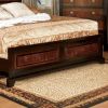 Transitional Queen Size Bed Acacia / Walnut Solidwood 1pcs Bed Bedroom Furniture Parquet Design Headboard And Footboard Bedframe - as Pic