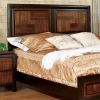 Transitional Queen Size Bed Acacia / Walnut Solidwood 1pcs Bed Bedroom Furniture Parquet Design Headboard And Footboard Bedframe - as Pic