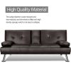 LuxuryGoods Modern Faux Leather Futon with Cupholders and Pillows - Espresso