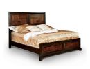 Transitional Queen Size Bed Acacia / Walnut Solidwood 1pcs Bed Bedroom Furniture Parquet Design Headboard And Footboard Bedframe - as Pic