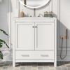 30" White Bathroom Vanity with Single Sink, Combo Cabinet Undermount Sink, Bathroom Storage Cabinet with 2 Doors and a Drawer, Soft Closing, Multifunc