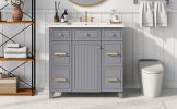 36" Bathroom Vanity Cabinet with Sink Top Combo Set, Grey, Single Sink, Shaker Cabinet with Soft Closing Door and Drawer - as Pic