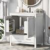 30" White Bathroom Vanity with Single Sink, Combo Cabinet Undermount Sink, Bathroom Storage Cabinet with 2 Doors and a Drawer, Soft Closing, Multifunc