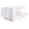 Full-Over-Twin-Twin Bunk Bed with Shelves, Wardrobe and Mirror, White - as Pic