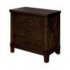 Rustic Style Dark Walnut Finish 1pc Nightstand Bedroom Furniture Solid wood 3-Drawers bedside Table Black Bar Pulls - as Pic