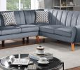 Contemporary 2-Pcs Sectional Set Living Room Furniture Dark Gray Velvet Couch Left Facing Sofa, Right Facing Loveseat Wedge Plush Cushion - as Pic