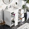 Contemporary White Bathroom Vanity Cabinet - 36x18x34 inches, 4 Drawers & 1 Cabinet Door, Multipurpose Storage, Resin Integrated Sink, Adjustable Shel