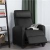 Faux Leather Push Back Theater Recliner Chair with Footrest - Black