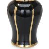 Black Linear Gilded Ginger Jar with Removable Lid - as Pic