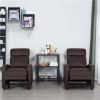 Faux Leather Push Back Theater Recliner Chair with Footrest - Brown