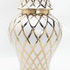 White and Gold Ceramic Decorative Ginger Jar Vase - as Pic