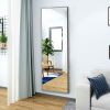 3rd generation Grey Solid Wood Frame Full-length Mirror, Dressing Mirror, Bedroom Home Porch, Decorative Mirror, Clothing Store, Floor Mounted Large M