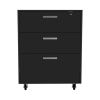 Penny Storage Cabinet, Three Drawers , Four Casters - Black