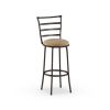 3 Pack Adjustable 24" or 29" Bronze Ladder Back Swivel Barstool, Espresso Vegan Leather Seat - Tan