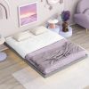 Full Size Floating Bed with LED Lights Underneath,Modern Full Size Low Profile Platform Bed with LED Lights,Grey - as Pic