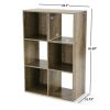 6-Cube Storage Organizer 3-Tier Bookcase Display Shelf for Home Office - Rustic Brown