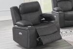 Power Motion Recliner Chair 1pc Chair Contemporary Charcoal Color Gel Leatherette Storage Arms w Cup Holder Living Room Furniture - as Pic