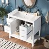 36" White Modern Bathroom Vanity with USB,Two Shallow Drawers, One Deep Drawer,One door,Single Resin Sink,Small Bathroom Organization Cabinet - as Pic