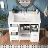 36" White Modern Bathroom Vanity with USB,Two Shallow Drawers, One Deep Drawer,One door,Single Resin Sink,Small Bathroom Organization Cabinet - as Pic