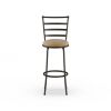 3 Pack Adjustable 24" or 29" Bronze Ladder Back Swivel Barstool, Espresso Vegan Leather Seat - Tan