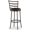 3 Pack Adjustable 24" or 29" Bronze Ladder Back Swivel Barstool, Espresso Vegan Leather Seat - Brown